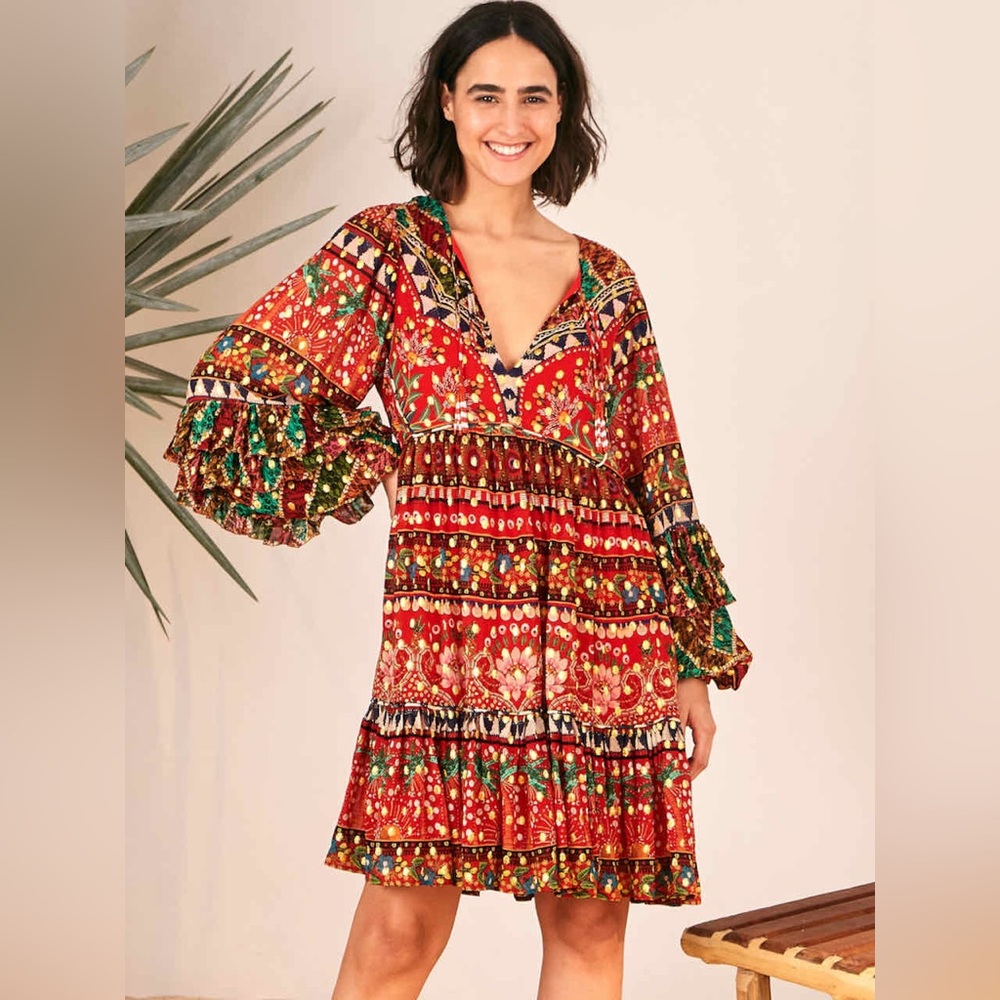 Farm Rio - Red Tropical Shine Mini Dress - Great condition (worn twice).